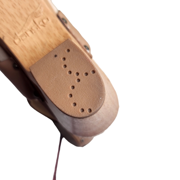 New Dansko Thea women's nuetral Veg leather wooden cutout heel clogs sandals 5.5 - Picture 9 of 11